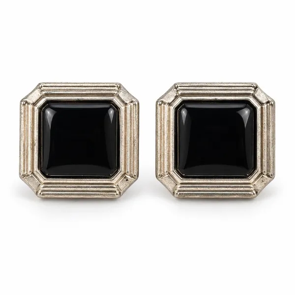 Vintage Christian Dior Black Cabochon Clip-On Earrings - Image 2