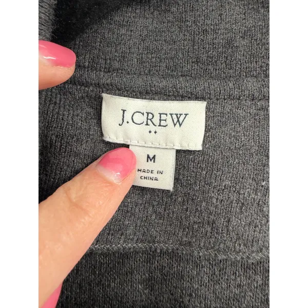 J.Crew Sweater Blazer Women Medium Gray Open Front Cotton H6915 Preppy Academic - Image 4
