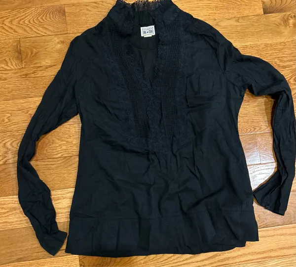 Vintage Converse One Star rare boho Lace front pipe Long sleeve, top/blouse S - Image 5