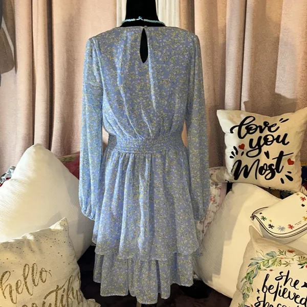 Size XL Long Sleeve Floral Ruffled Dress - Image 8