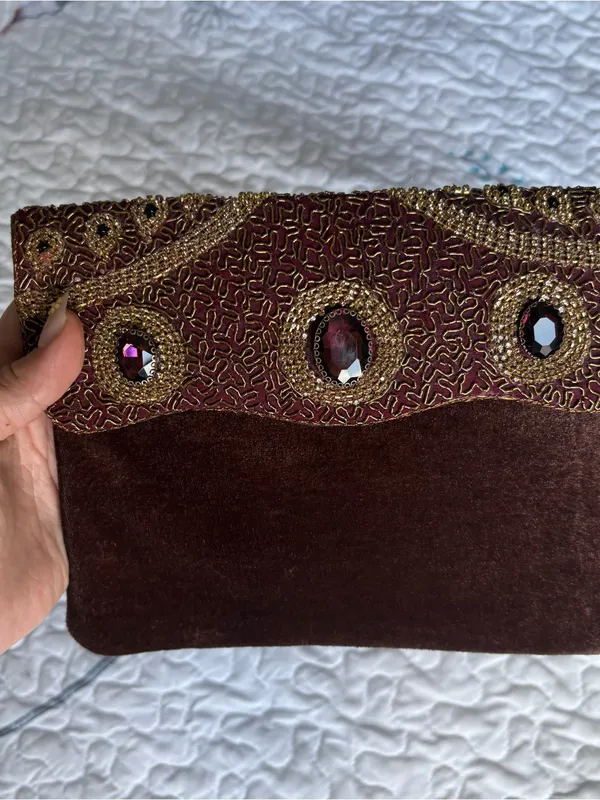 Brown y2k-inspired bejeweled purse - Image 2
