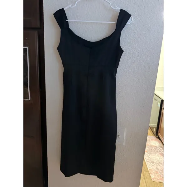 Vintage Maggy London Black Cocktail Dress Pleated Ruched Sheath Size‎ 4 - Image 6