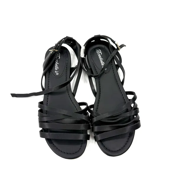 Black Strappy Flat Sandals With Ankle Buckle Casual Summer Comfort Style Designs - Image 6