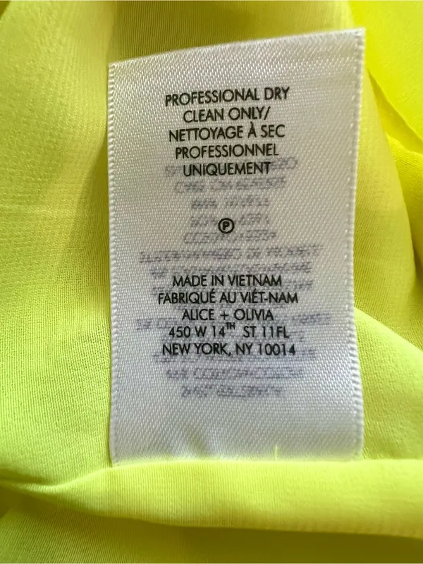 Alice + Olivia Clyde Neon Yellow Tweed Sequin Shift Mini Dress Size 2 - Image 6