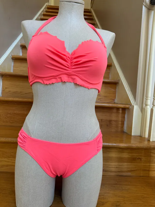 Victorias Secret Getaway Halter 36C bottom M . Coral bikini set - Image 10