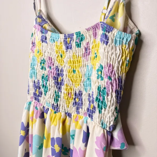 NEW NWT Blue Blush‎ Floral Print Mini Dress SZ Small Smocked Back Flirty Cutaway - Image 8