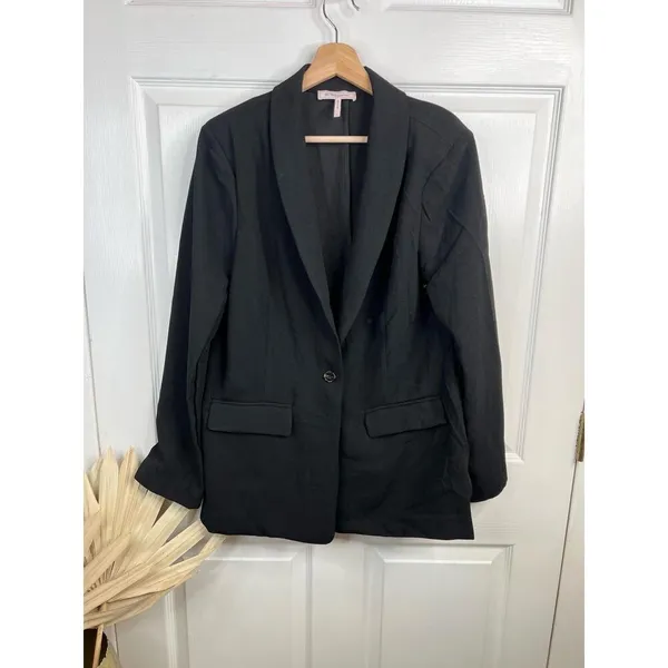 BCBGeneration Black Single-Button Notched Lapel Blazer Jacket Size S - Image 2