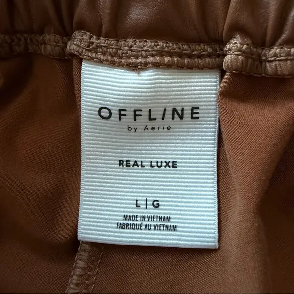 NWT OFFLINE By AERIE Real Luxe Faux Vegan Leather Wide Leg Pants Size L - Image 10