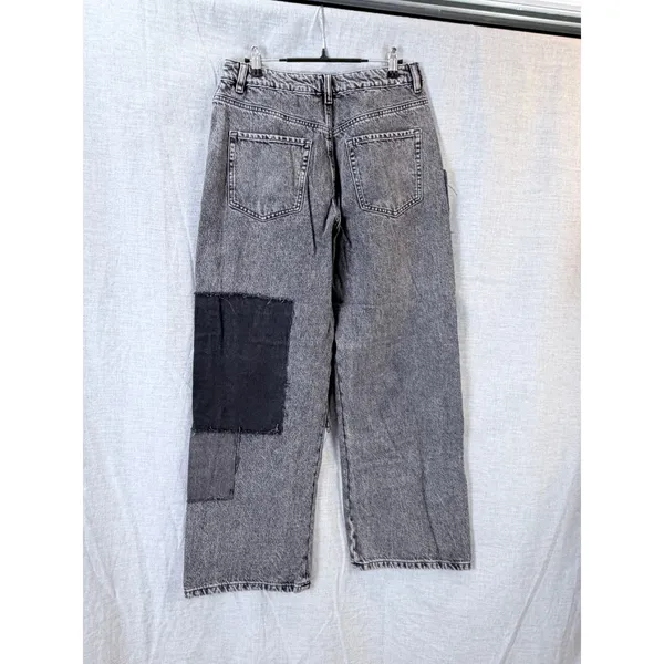 Garage Denim Gray‎ Patchwork Wide Leg Jeans Urban Street Utility Size 9 - Image 2