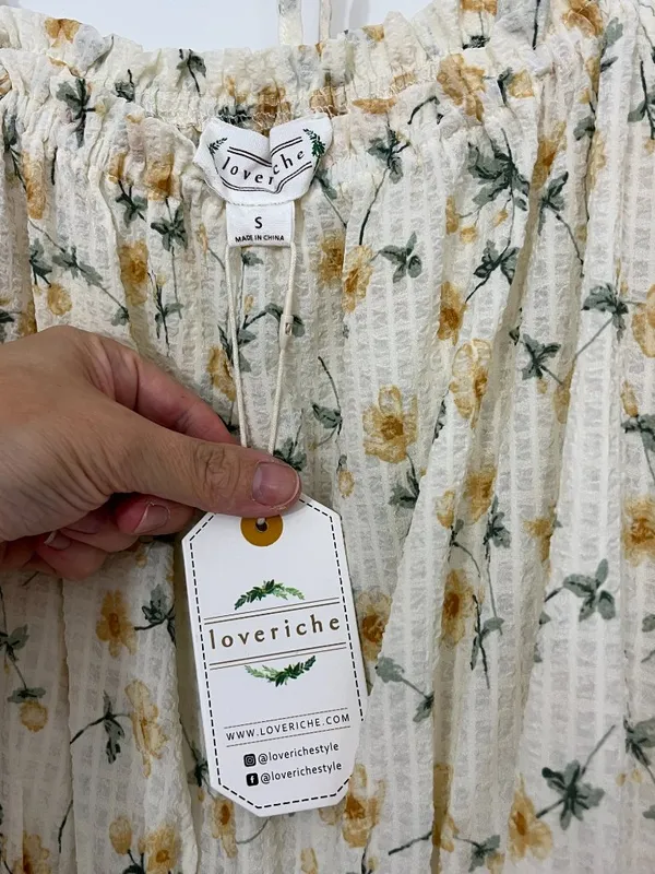 New Love Riche Small White Yellow Floral Off Shoulder Dress - Image 6