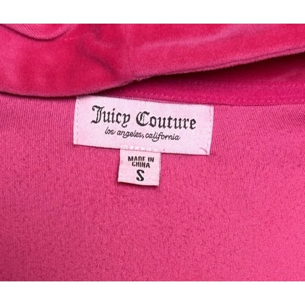 Juicy Couture Velour Zip Hoodie Pink Size S Zipper Broken Y2K - Image 5