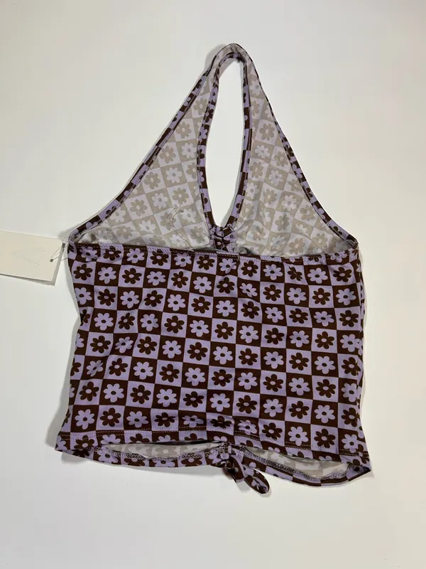 Vibe Sportswear Daisy Checkerboard Ruched Halter Top Size M - Image 3