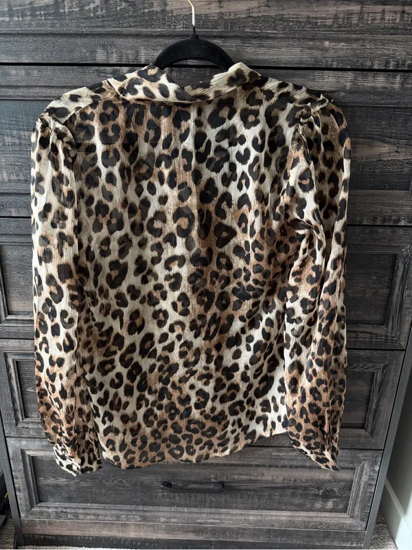 VICI Leopard Tie-Neck Blouse in Brown and Black - Image 4