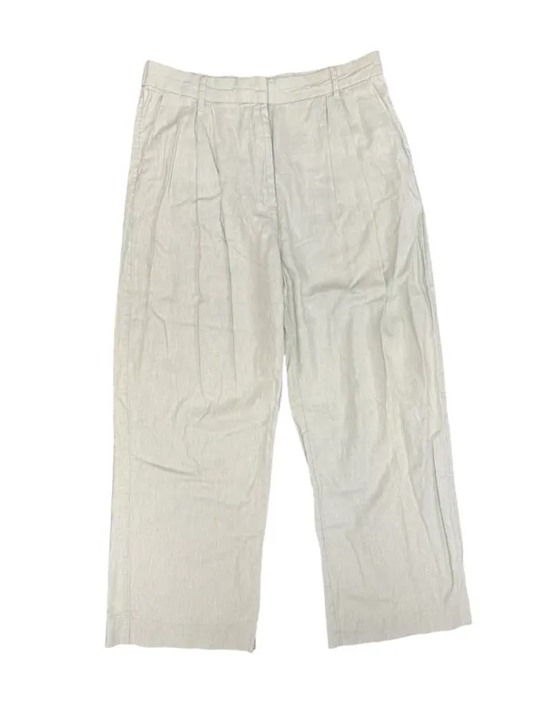 Abercrombie & Fitch A&F Sloane Tailored Linen Blend Wide Leg Pants Green Large - Image 4