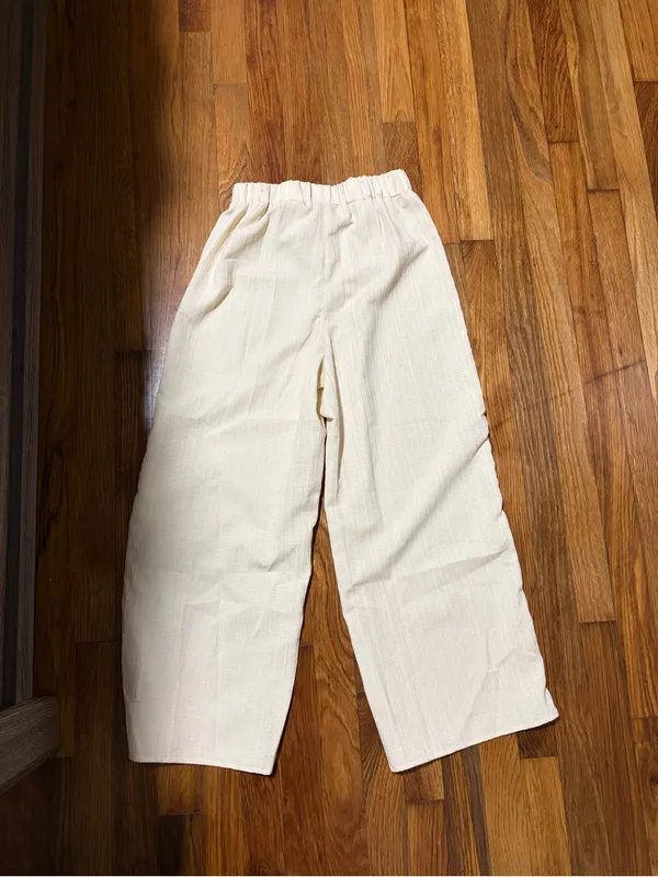 SHEIN Cream Wide Leg Lounge Pants XS Boho Casual - Image 2