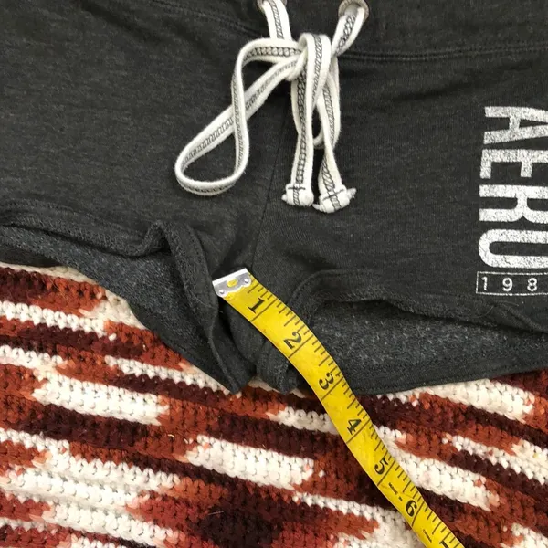 Y2K 2000s Aeropostale Coquette Micro Mini Baddie Hot Pants Low Rise Booty Shorts #aero #bimbo subversive #acubi #cyber #punk grunge mcbling black grey Size XS-Measurement in pics - Image 8