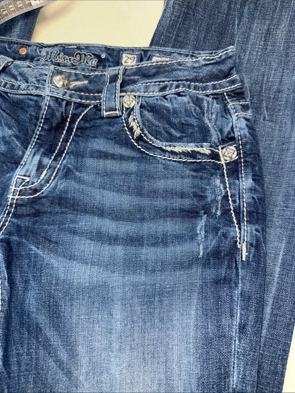 Miss Me Dark Blue Faded Flare Jeans - Image 9