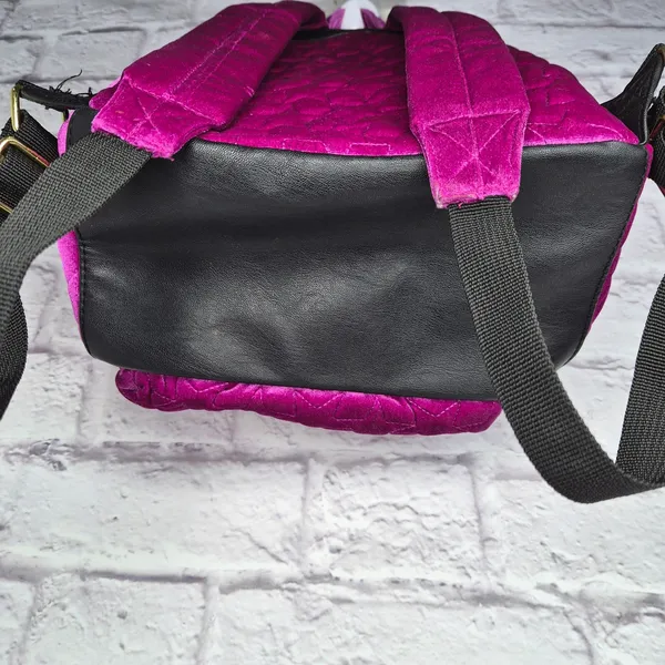 Luv Betsey Johnson Magenta Velvet Quilted Star Mini Backpack Hot Pink Y2K Purse - Image 6