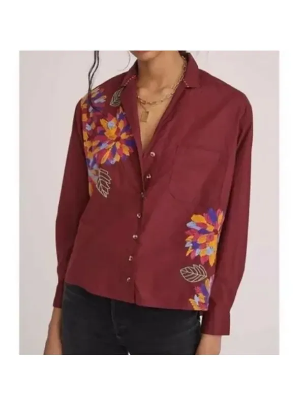 Anthropologie Maeve Embroidered Button down Size US 10 - Image 2