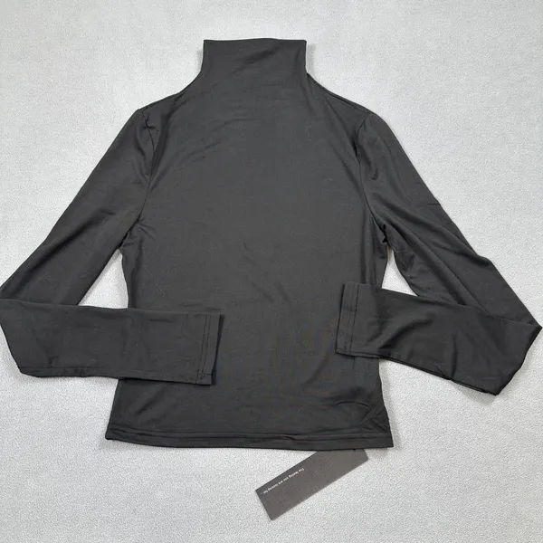 NWT S DEER Turtleneck Top M Womens Black Long Sleeve Fitted Pullover Blouse - Image 2