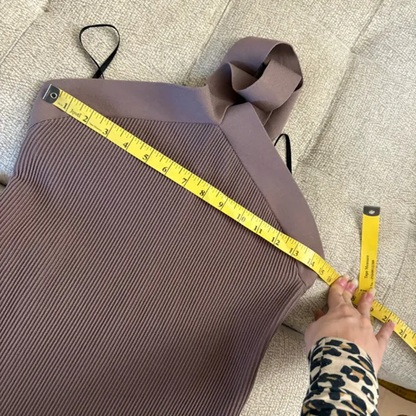ARITZIA BABATON Sculpt Knit Criss Cross Mini Ribbed Dress Brown Size Large‎ - Image 8