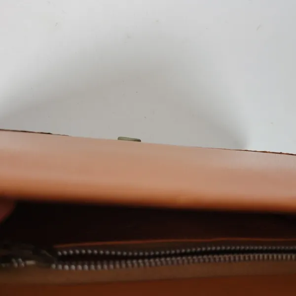 Vintage Womens Genuine Alligator Skin Leather Clutch Purse Cognac Brown Handmade - Image 7
