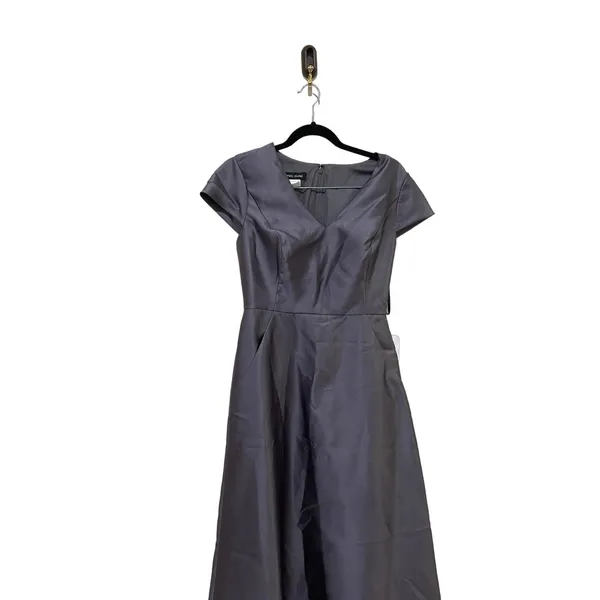 Alfred Sung D779 V-Neck Satin Cap Sleeve Pockets Cavier Gray Gown‎ Size 10 New - Image 6