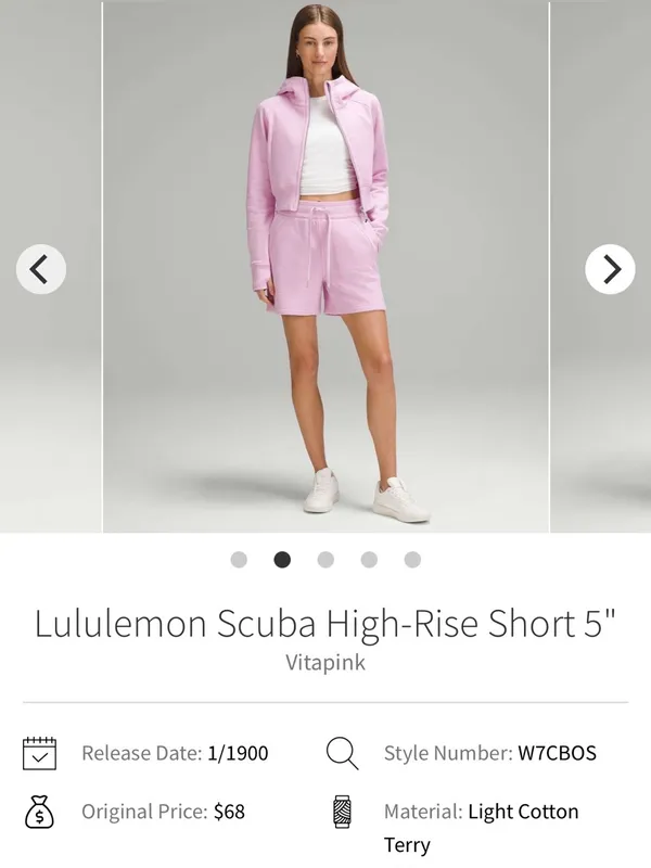 Lululemon NWT Scuba High Rise 5” Shorts with Pockets in Vitapink Size 12 - Image 4