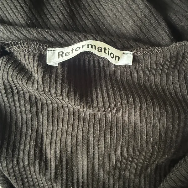 REFORMATION Black Cassi Ribbed Knit Dress Small - Image 13