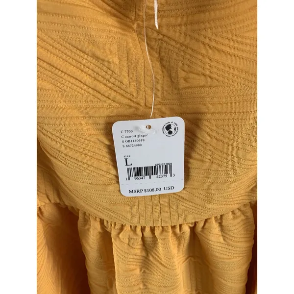 Free People Mini Dress Retail$108 Bow Textured Babydoll Yellow Size L NWT - Image 6