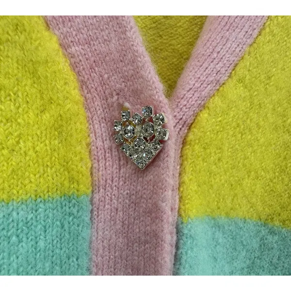 Crown & Ivy Cardigan Sweater Women’s 3x Plus Multicolored Striped Heart Buttons - Image 7