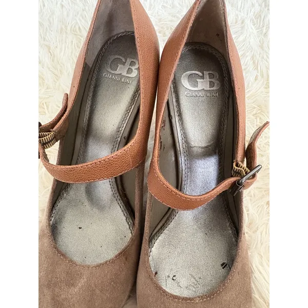 Gianni Bini Brown‎ Suede Leather Block Heel Mary Jane Pumps Size 8.5M - Image 6