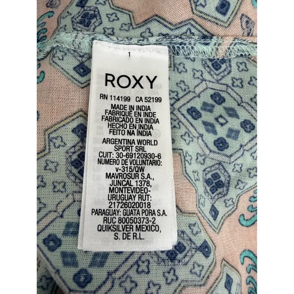 Roxy Dance to the Beat Sundress Womens S Paisley Crochet Blue Coral Pockets Boho - Image 10