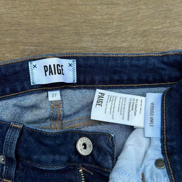 Paige Verdugo Ankle Blue Dark Wash Skinny Jeans - Image 8