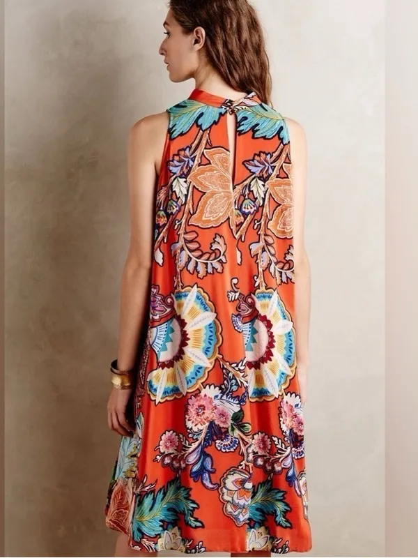 Anthropologie Maeve Larkhill Silk Trapeze Swing Dress S - Image 3