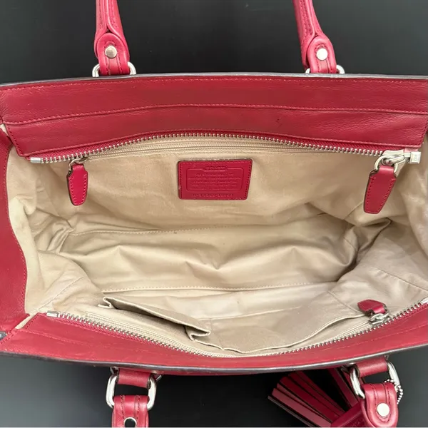 COACH 19890 Dark Red Leather Legacy Medium Candace Carryall Tote Shoulder Bag - Image 5