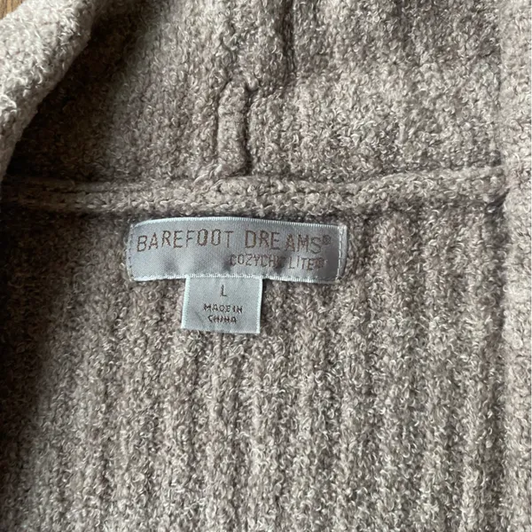 Barefoot Dreams CozyChic Lite Montecito Cardigan Taupe – Size Large - Image 3
