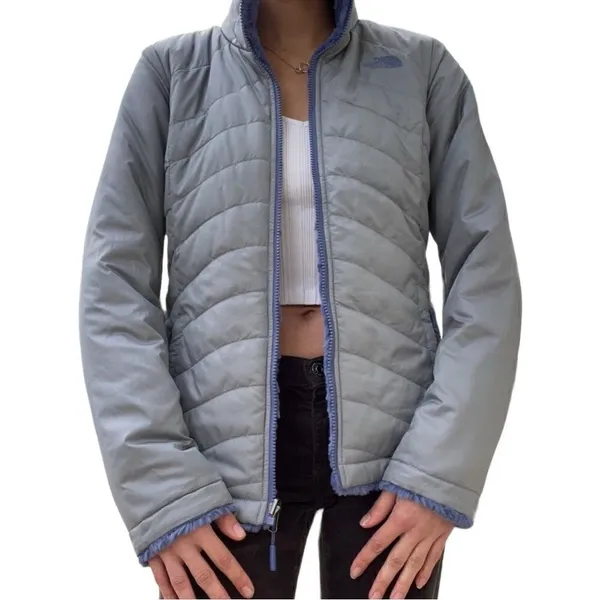THE NORTH FACE winter reversible blue gray mossbud swirl jacket top women’s M - Image 11