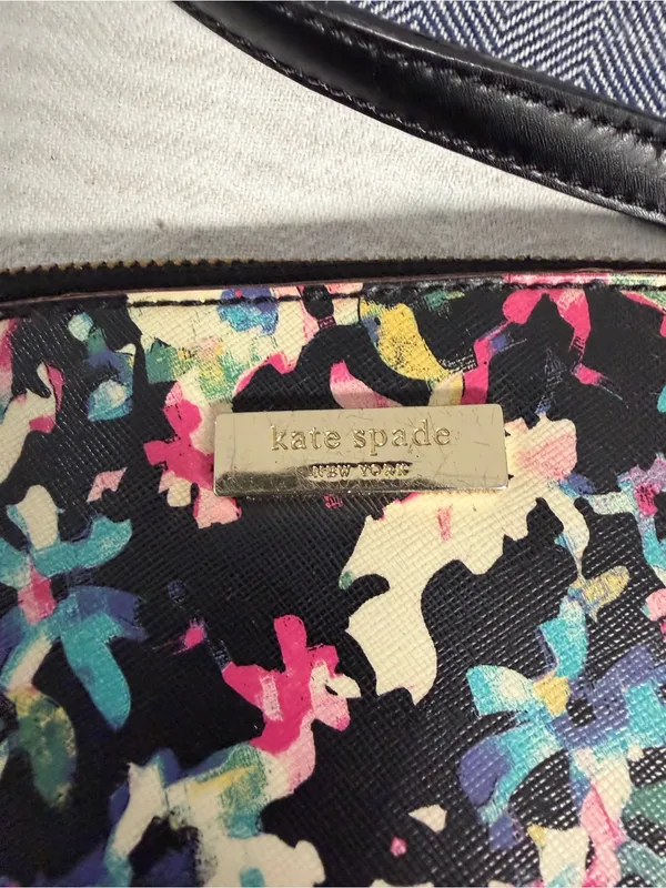 Kate Spade New York Floral Crossbody Bag Black Multi Satchel Purse - Image 2
