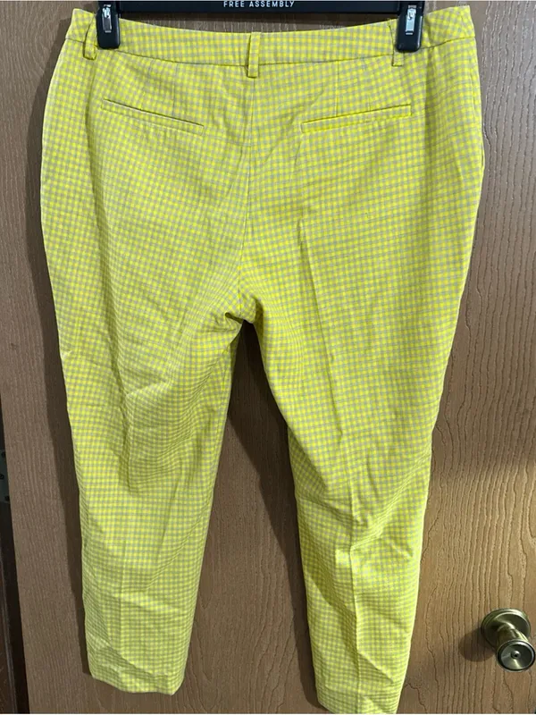Boden Yellow Gray Check Wool Blend Straight Leg Ankle Pants Pockets Size 10R - Image 5
