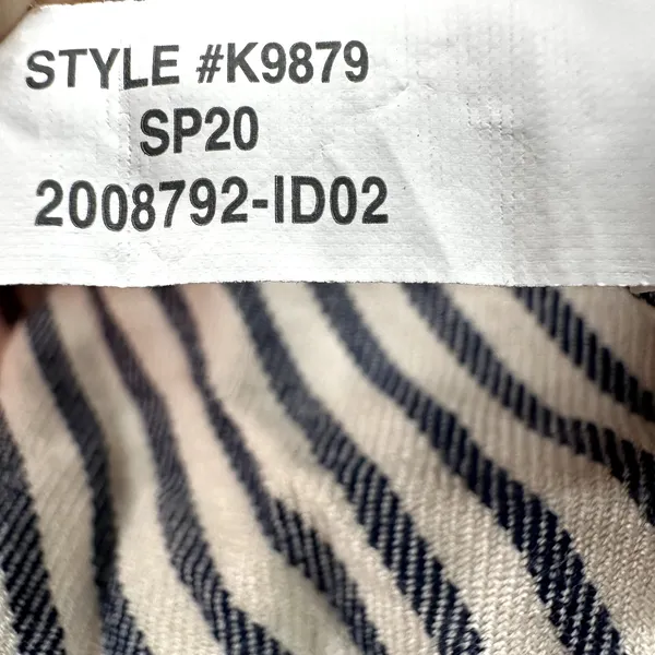 Madewell Courtyard Ruffle-Hem Blouse Top Striped V Neck Button Black White M - Image 5