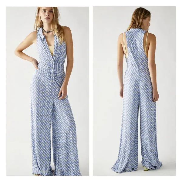 Free people Shayla Halter Jumpsuit size L - Image 2