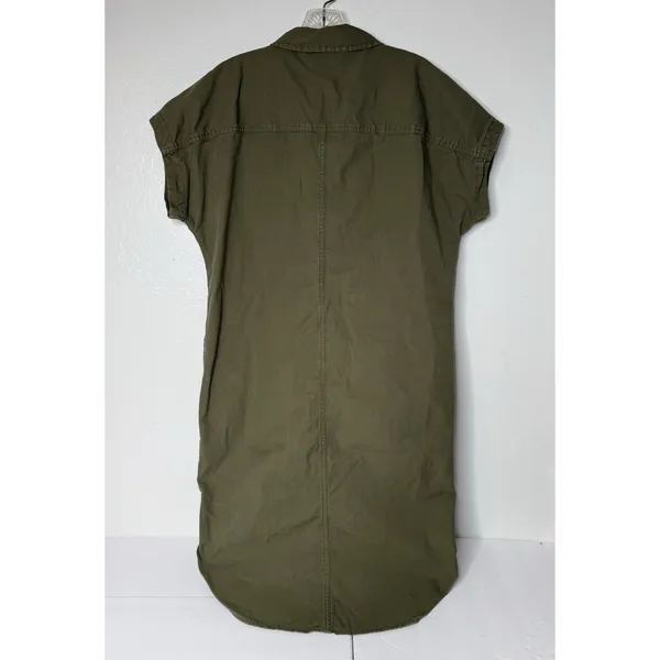 GAP Utility Popover Shirt Dress Women Sz Small Army Green Minimal Hipster Casual - Image 2