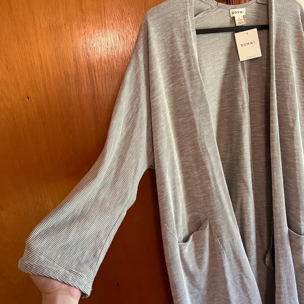 Anthropologie DONNI. Ribbed Sandwash Open Cardigan - Image 4