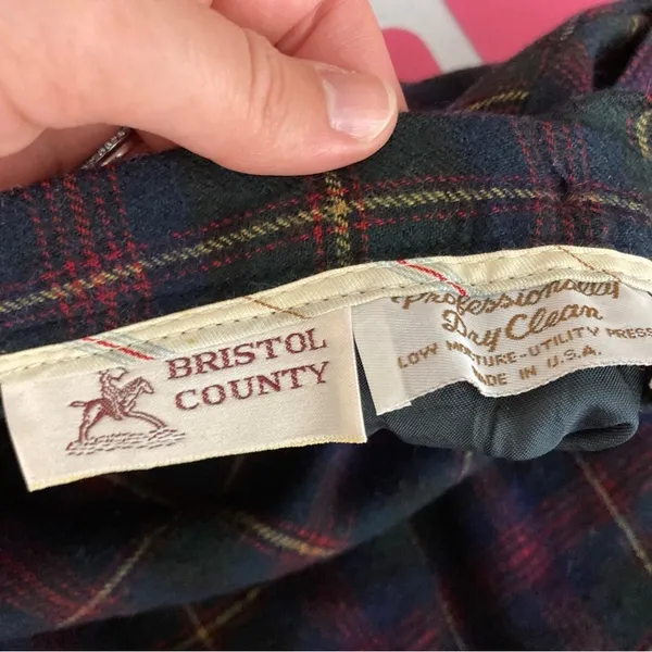 Bristol County Vintage 100% Wool Tartan Plaid Skirt Navy Green Made in USA 10? - Image 2