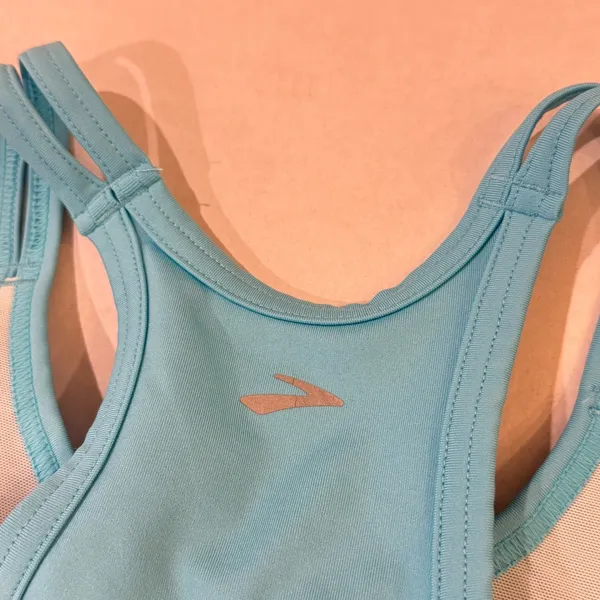 Brooks Sports Bra Women Large Turquoise Blue Running Padded Racerback Gym‎ - Image 5