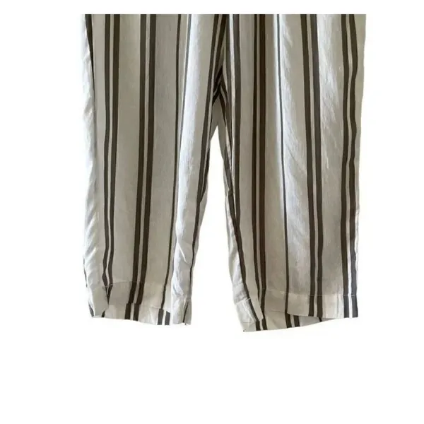 H & M Logg Linen Blend White Striped Culottes Ankle Length Pants SZ 8 # 1519 - Image 4