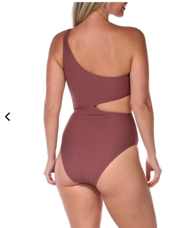 Cupshe cutout one shoulder textured one piece swimsuit mauve-brown Large - Image 8