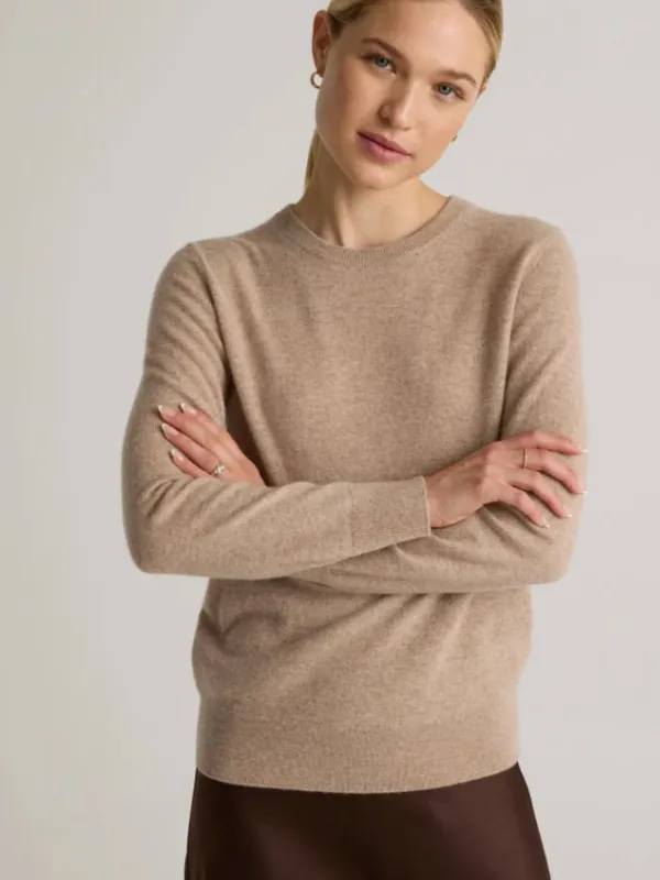 Quince Mongolian Cashmere Crewneck Sweater in Oatmeal Small - Image 2