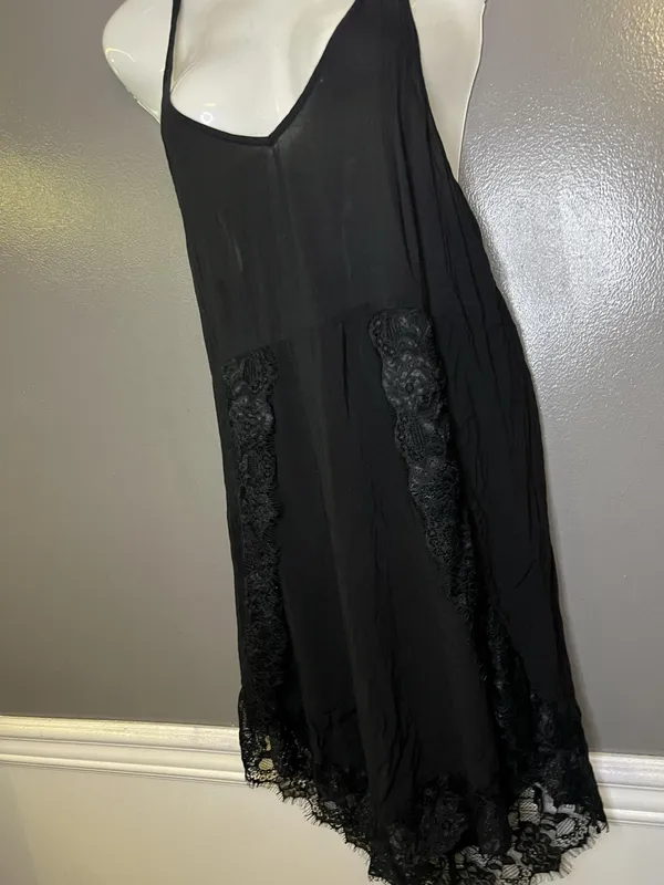 Intimately Free People Full Slip Womens XS Black Lace Sheer Strappy Chemise - Image 5